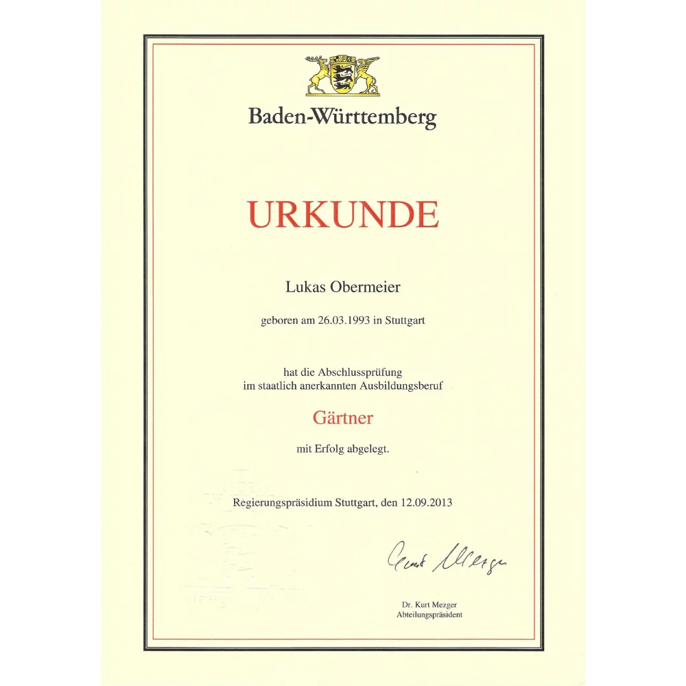 Ausbildung zum Gärtner von Lukas Obermeier Gartenflamingo